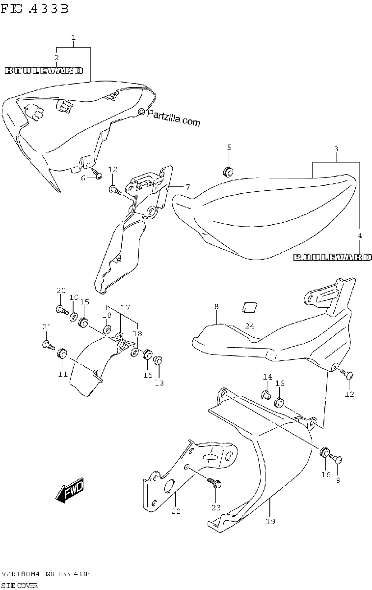 Diagrama de SIDE COVER VZR1800BZ