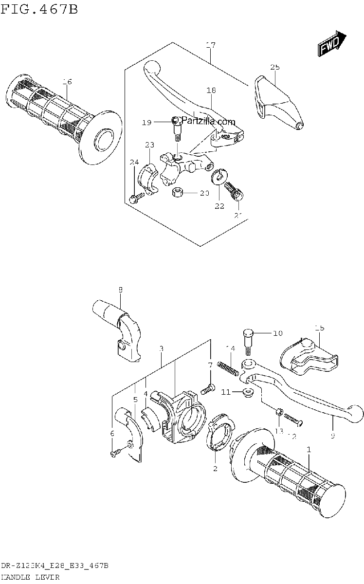 Diagrama de HANDLE LEVER DR Z125L