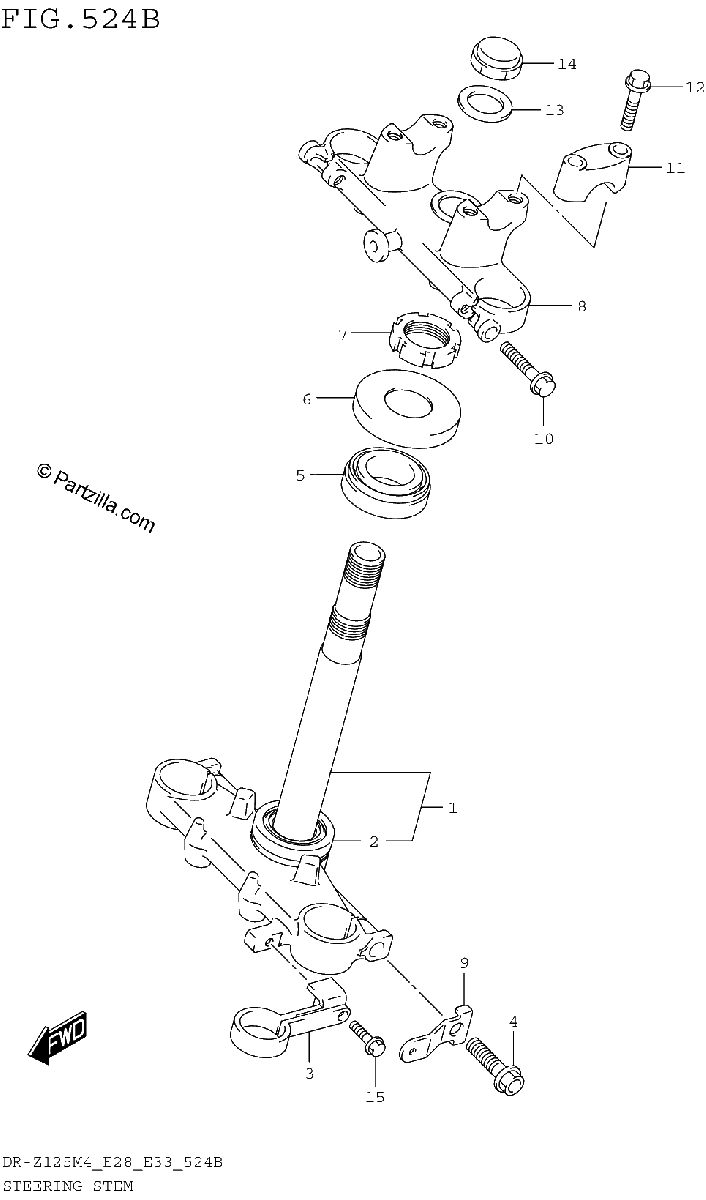 Diagrama de STEERING STEM DR Z125LM4 E28