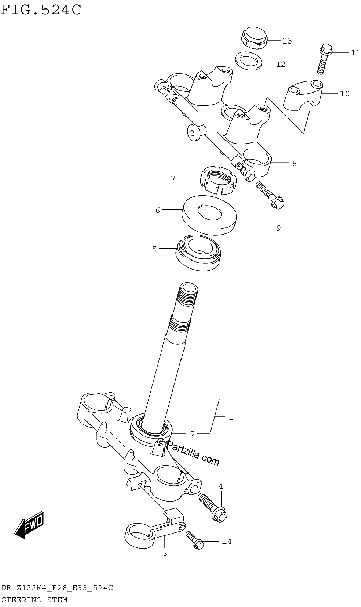 Diagrama de STEERING STEM DR Z125LM4 E33