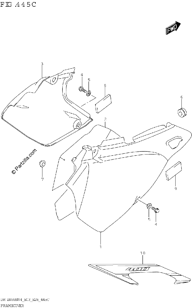 Diagrama de FRAME COVER DR Z400S E03 E28
