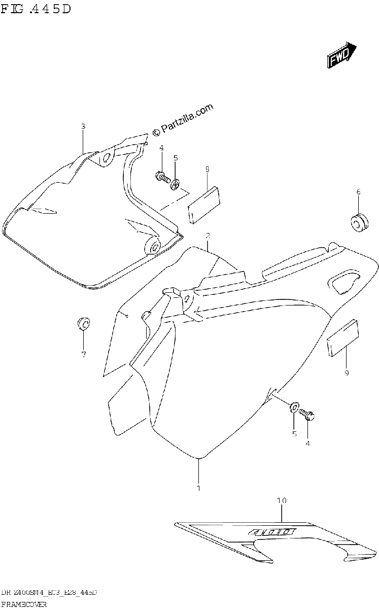 Diagrama de FRAME COVER DR Z400S E33