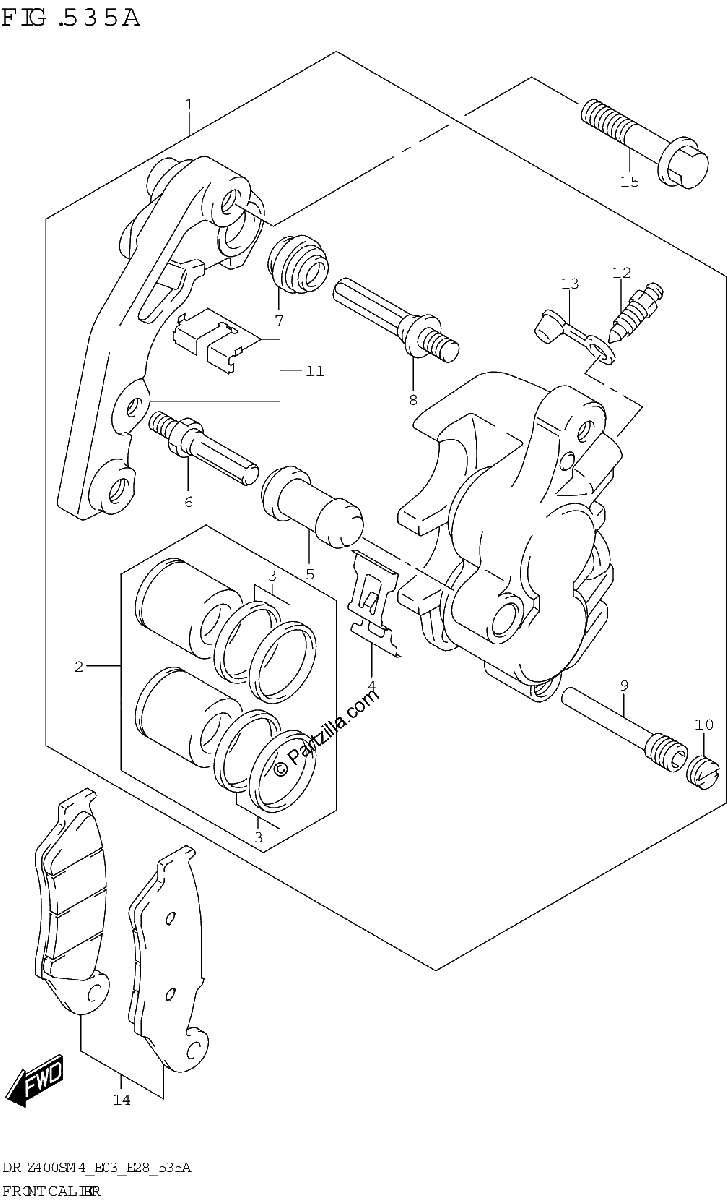 Diagrama de FRONT CALIPER DR Z400S