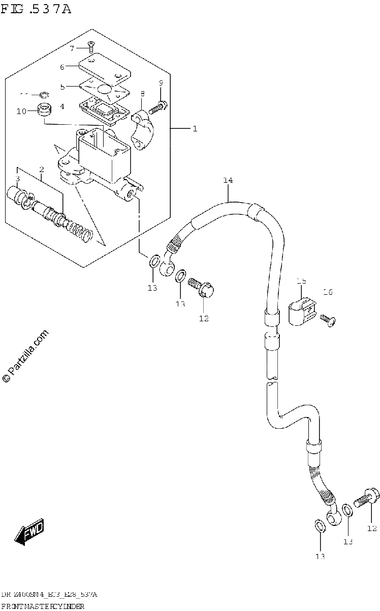 Diagrama de FRONT MASTER CYLINDER DR Z400S