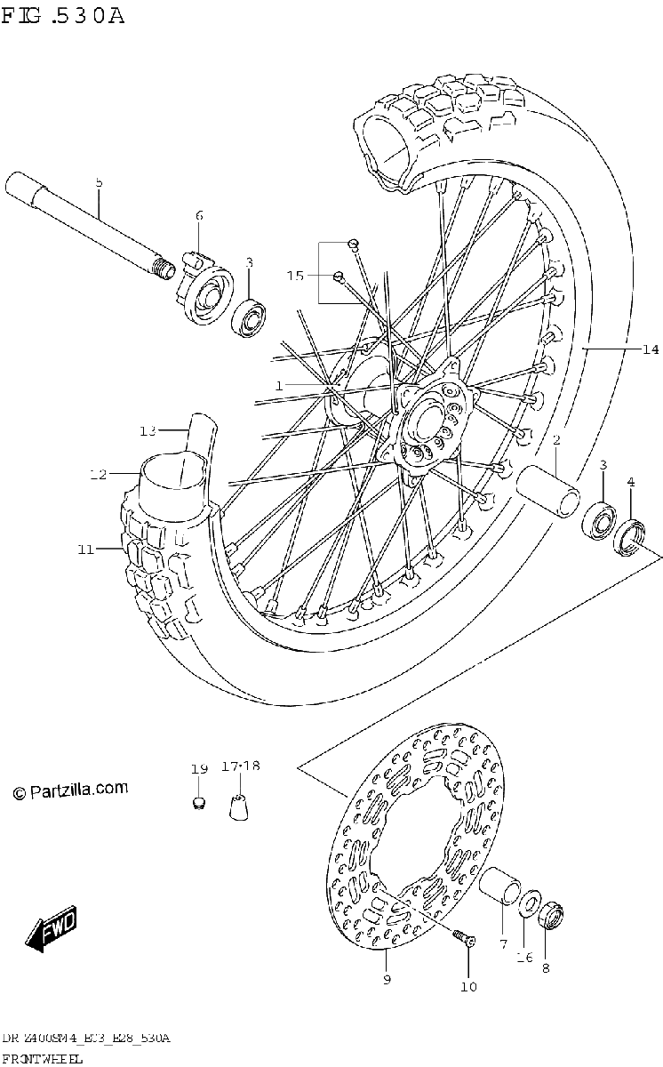 Diagrama de FRONT WHEEL DR Z400S