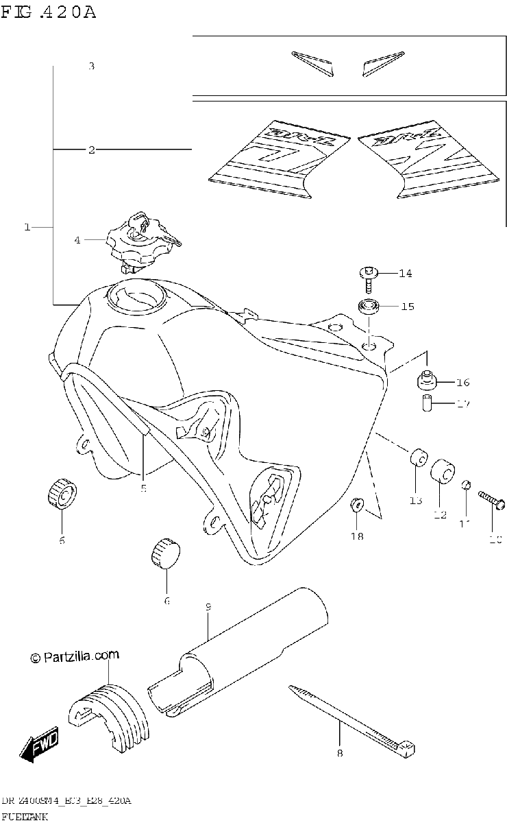 Diagrama de FUEL TANK DR Z400S E03 E28