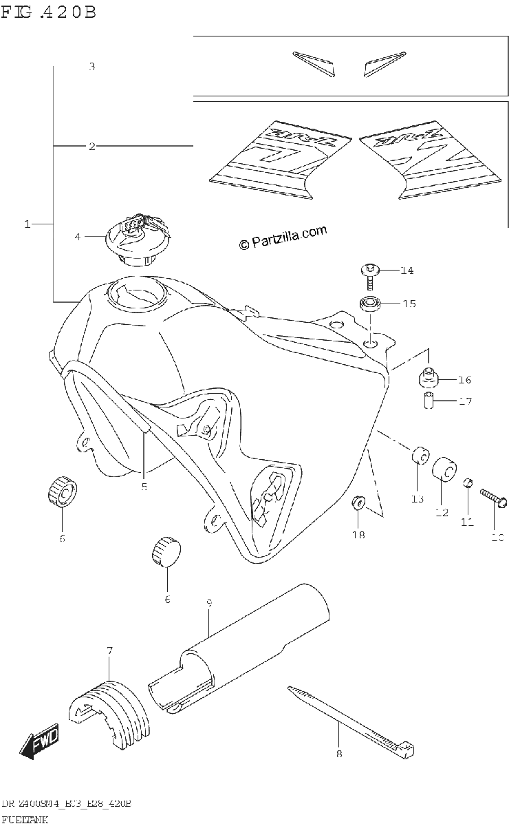 Diagrama de FUEL TANK DR Z400S E33