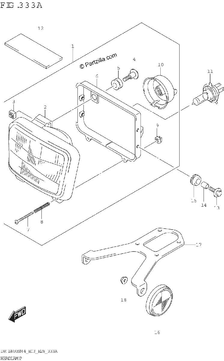 Diagrama de HEADLAMP DR Z400S