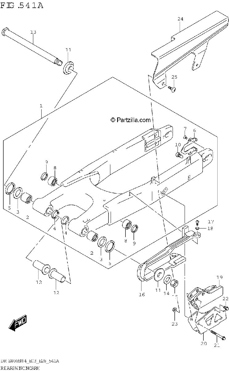 Diagrama de REAR SWINGINGARM DR Z400S