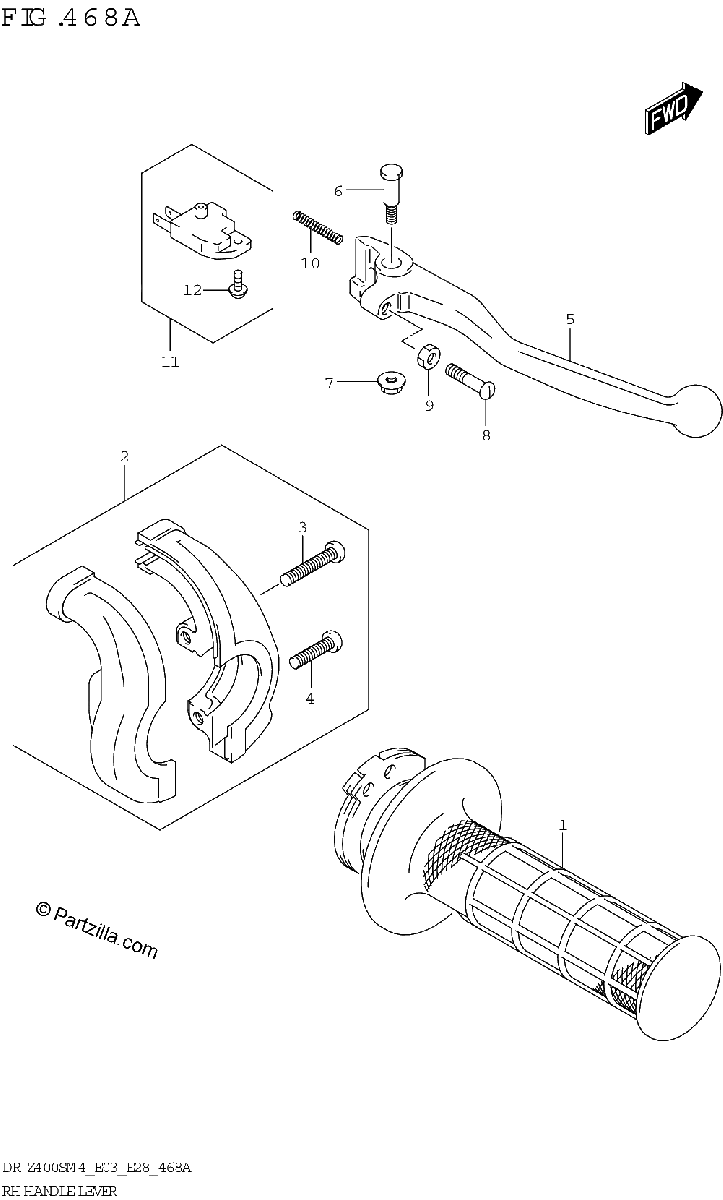 Diagrama de RH HANDLE LEVER