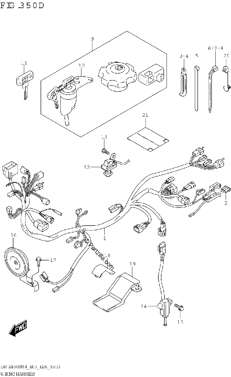 Diagrama de WIRING HARNESS DR Z400S E33
