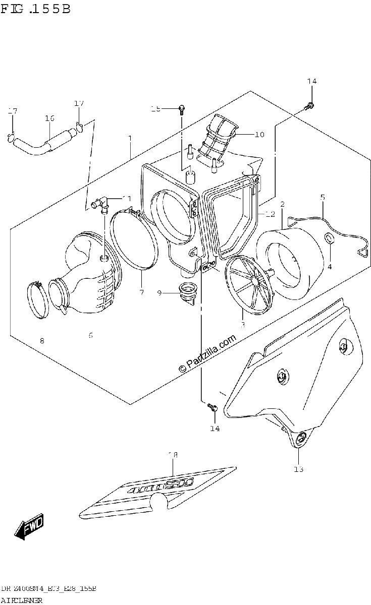 Diagrama de AIR CLEANER DR Z400SM
