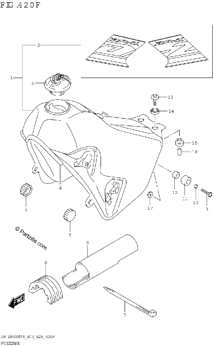 Diagrama de FUEL TANK DR Z400SM E33 CKS