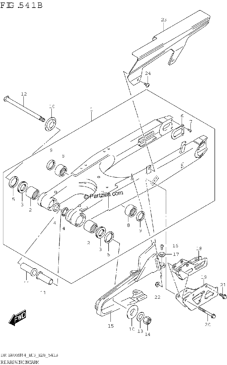 Diagrama de REAR SWINGINGARM DR Z400SM