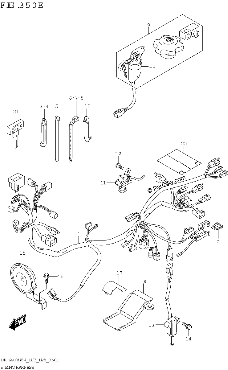 Diagrama de WIRING HARNESS DR Z400SM E33
