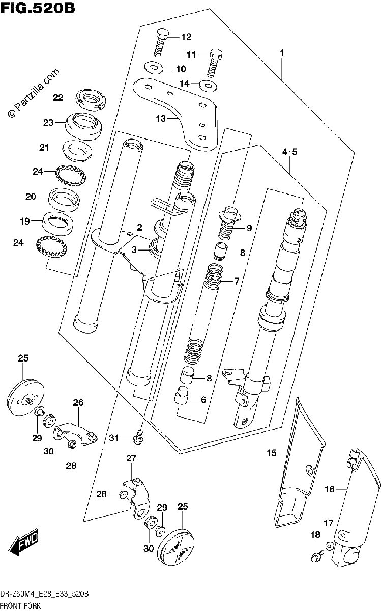 Diagrama de FRONT FORK E28