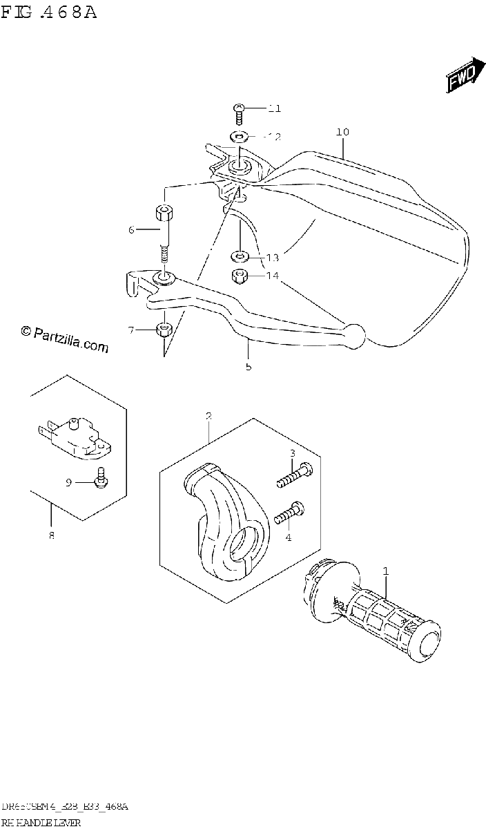 Diagrama de RH HANDLE LEVER