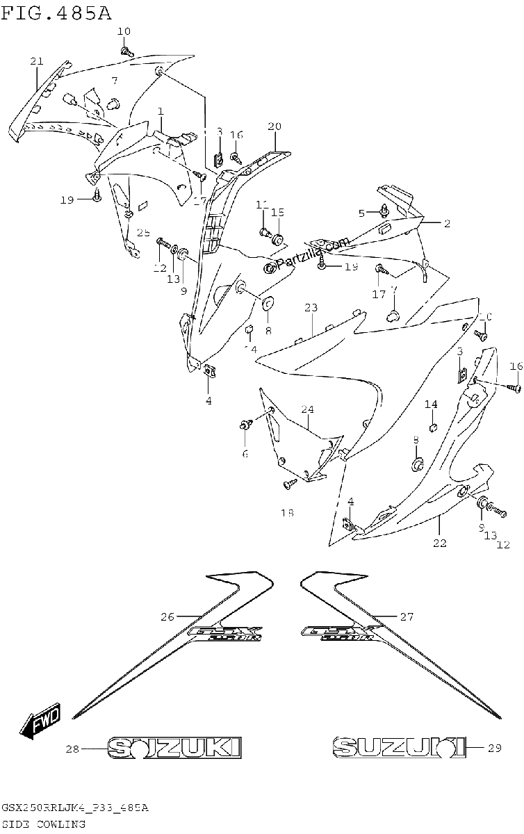 Diagrama de SIDE COWLING