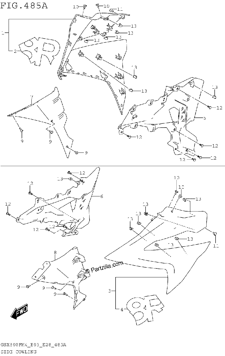 Diagrama de SIDE COWLING