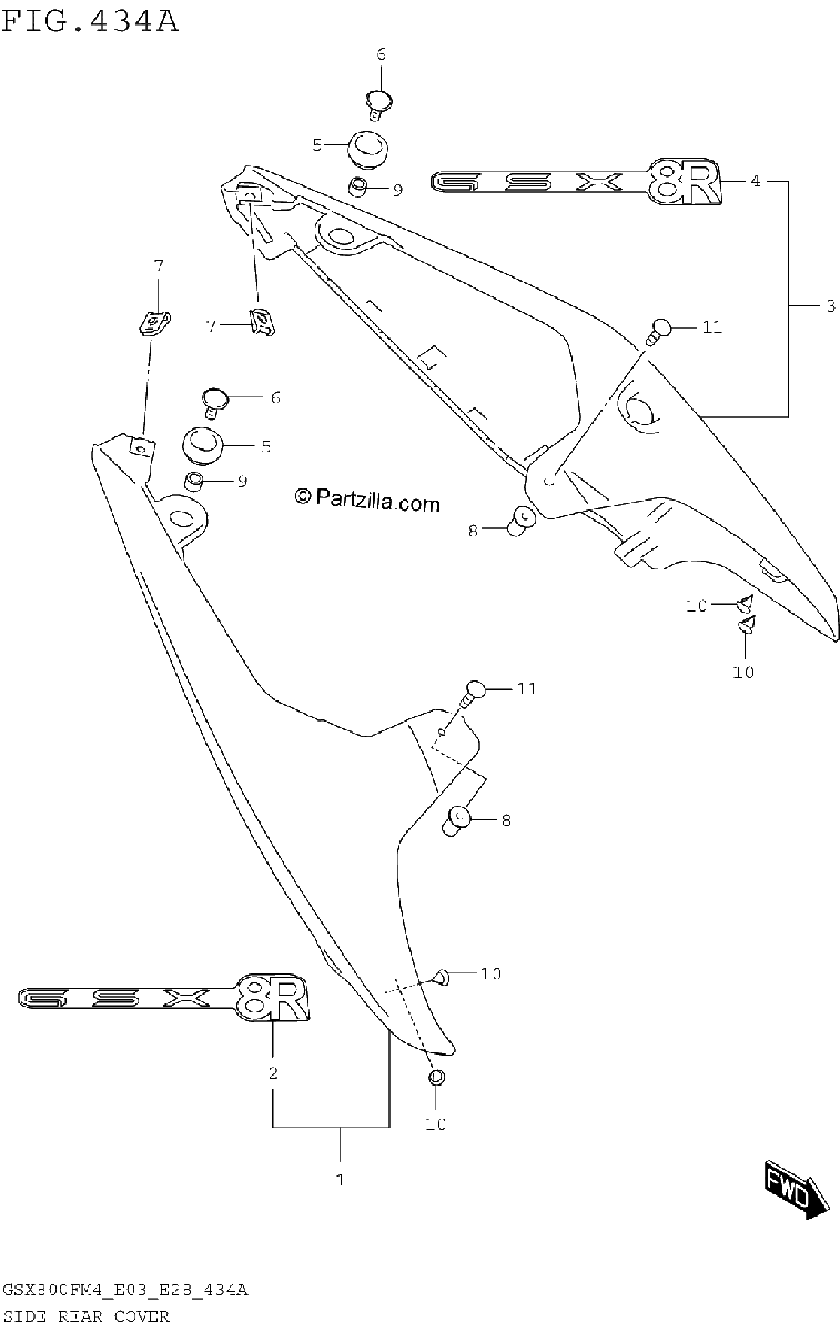 Diagrama de SIDE REAR COVER