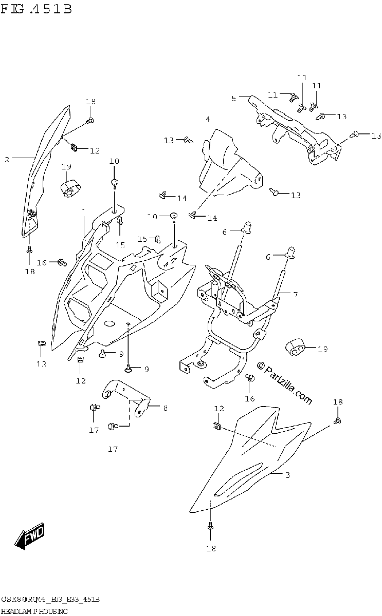 Diagrama de HEADLAMP HOUSING