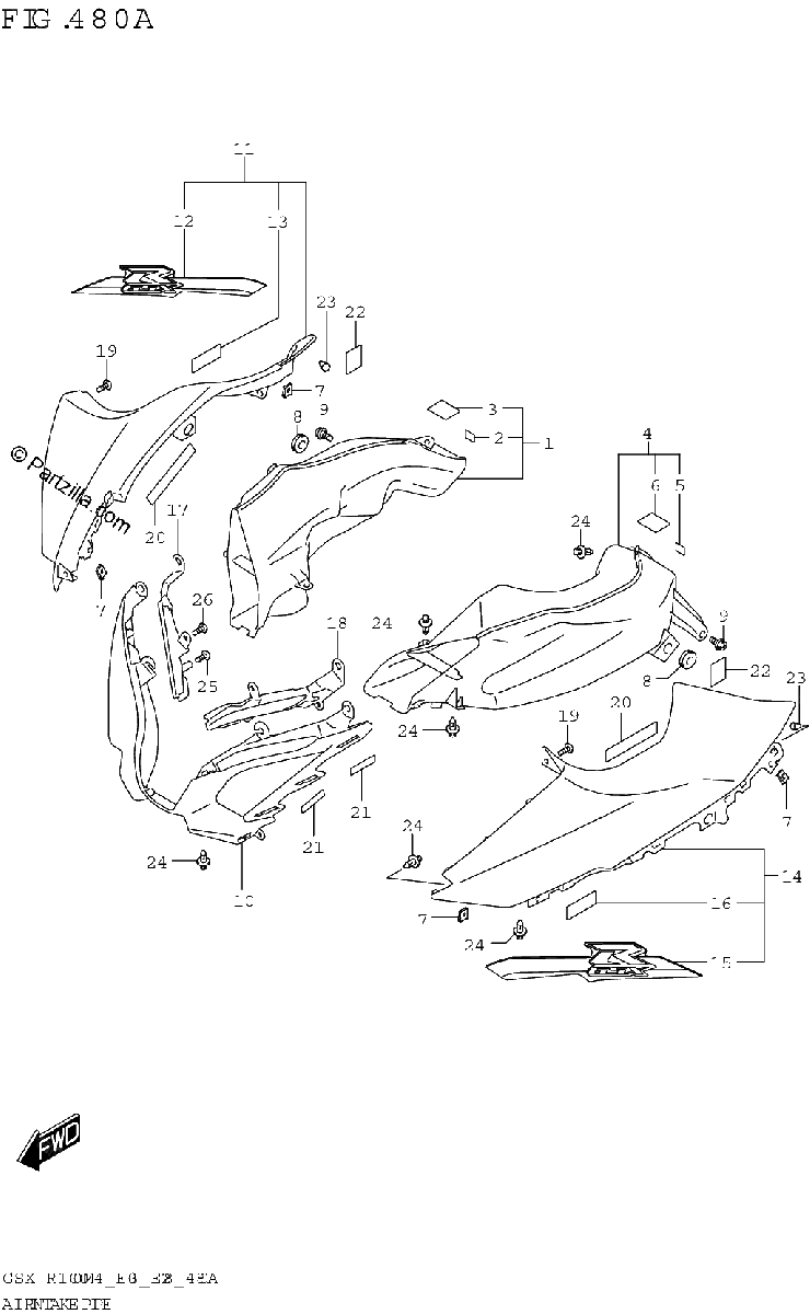 Diagrama de AIR INTAKE PIPE GSX R1000A