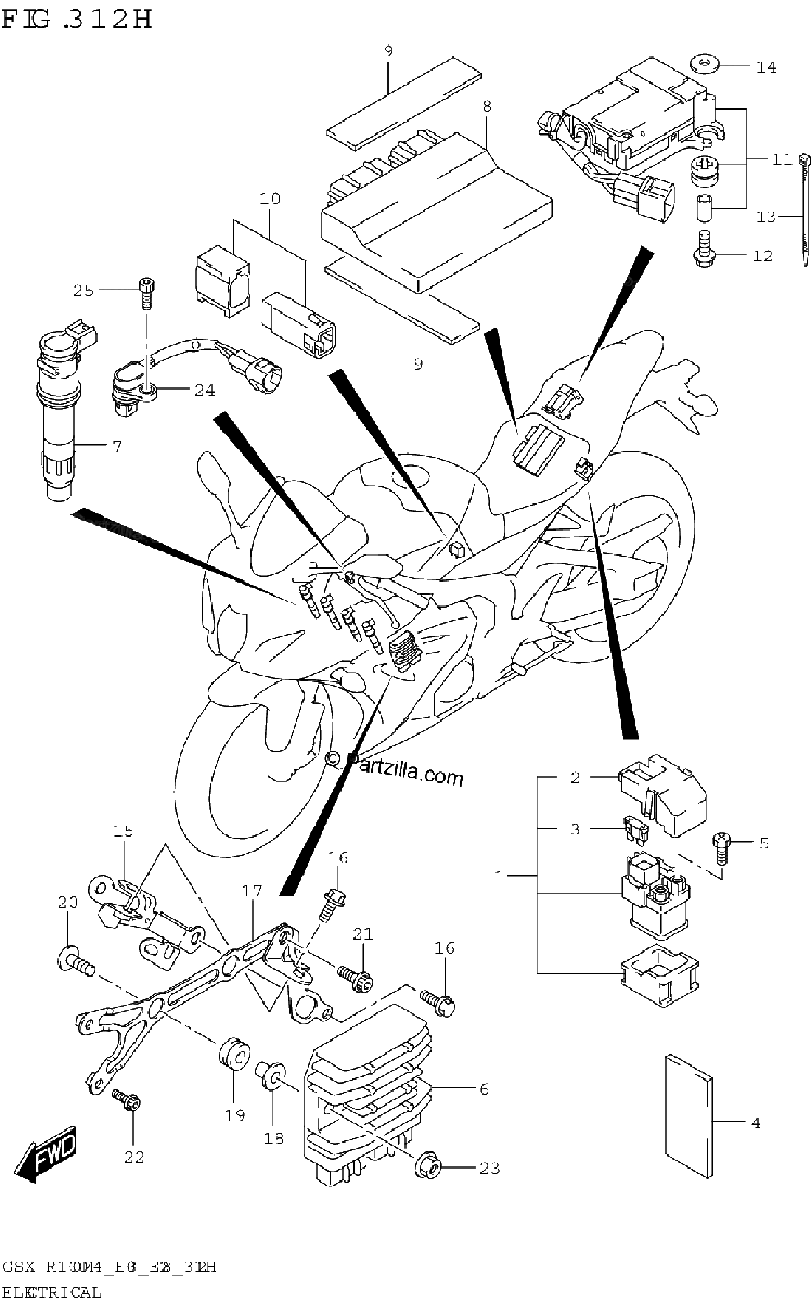 Diagrama de ELECTRICAL GSX R1000A E03 E28