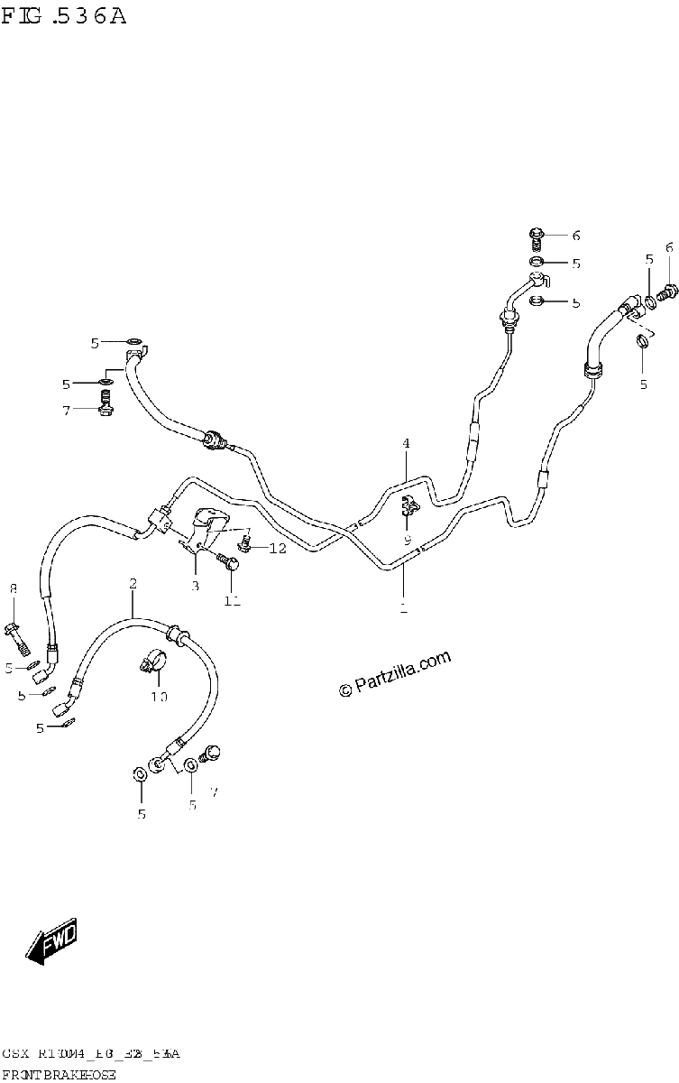 Diagrama de FRONT BRAKE HOSE GSX R1000A
