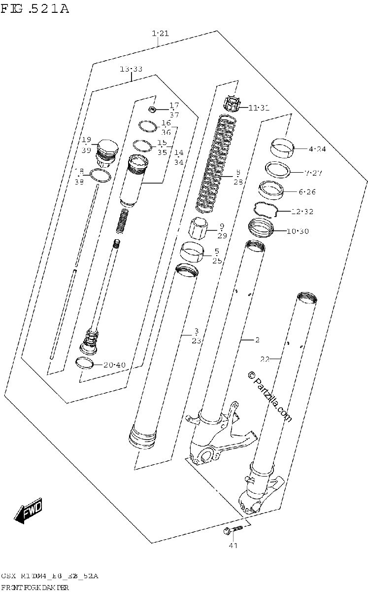 Diagrama de FRONT FORK DAMPER GSX R1000A