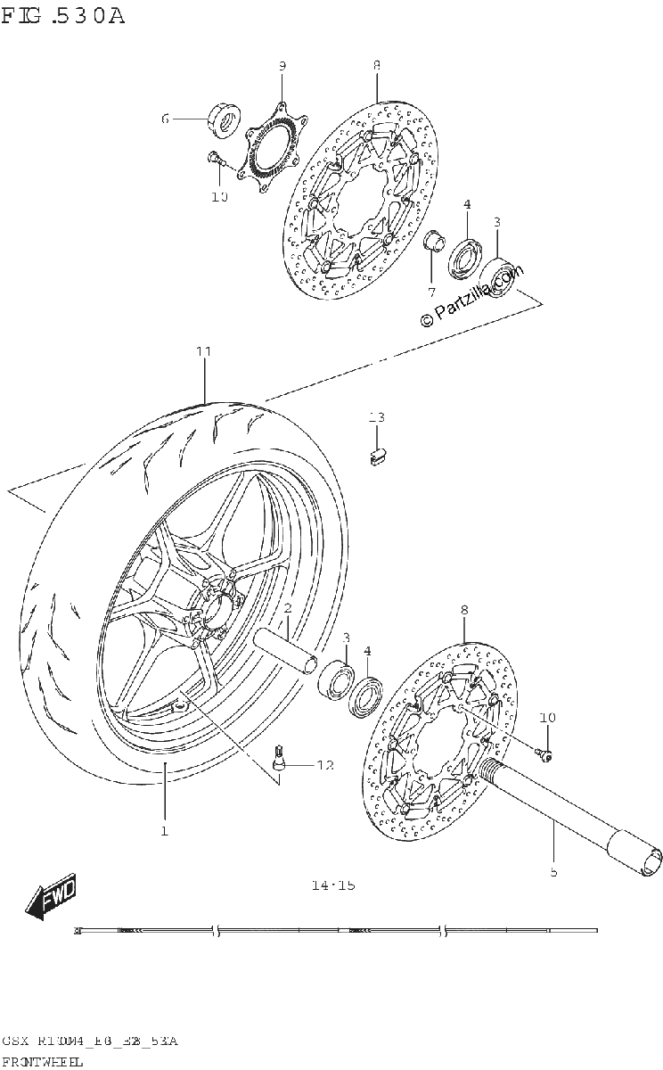 Diagrama de FRONT WHEEL GSX R1000A