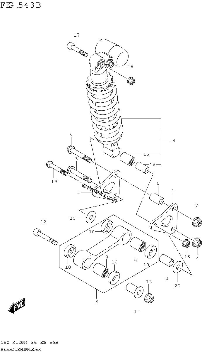Diagrama de REAR CUSHION LEVER GSX R1000A