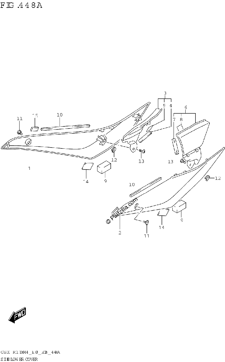 Diagrama de SIDE LOWER COVER GSX R1000A