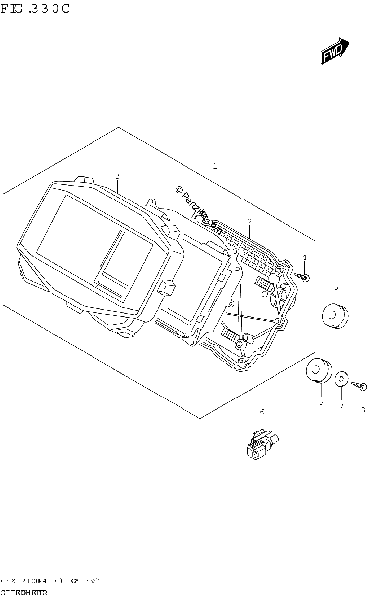 Diagrama de SPEEDOMETER GSX R1000A E03 E33
