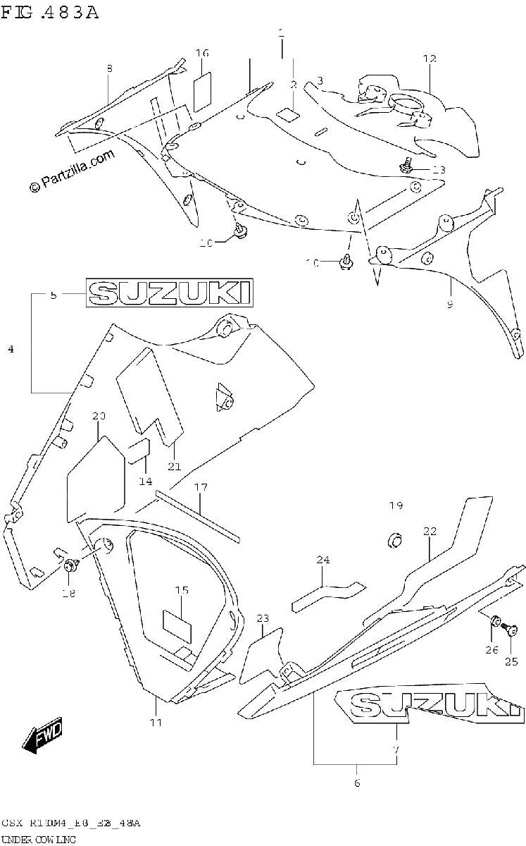 Diagrama de UNDER COWLING GSX R1000A