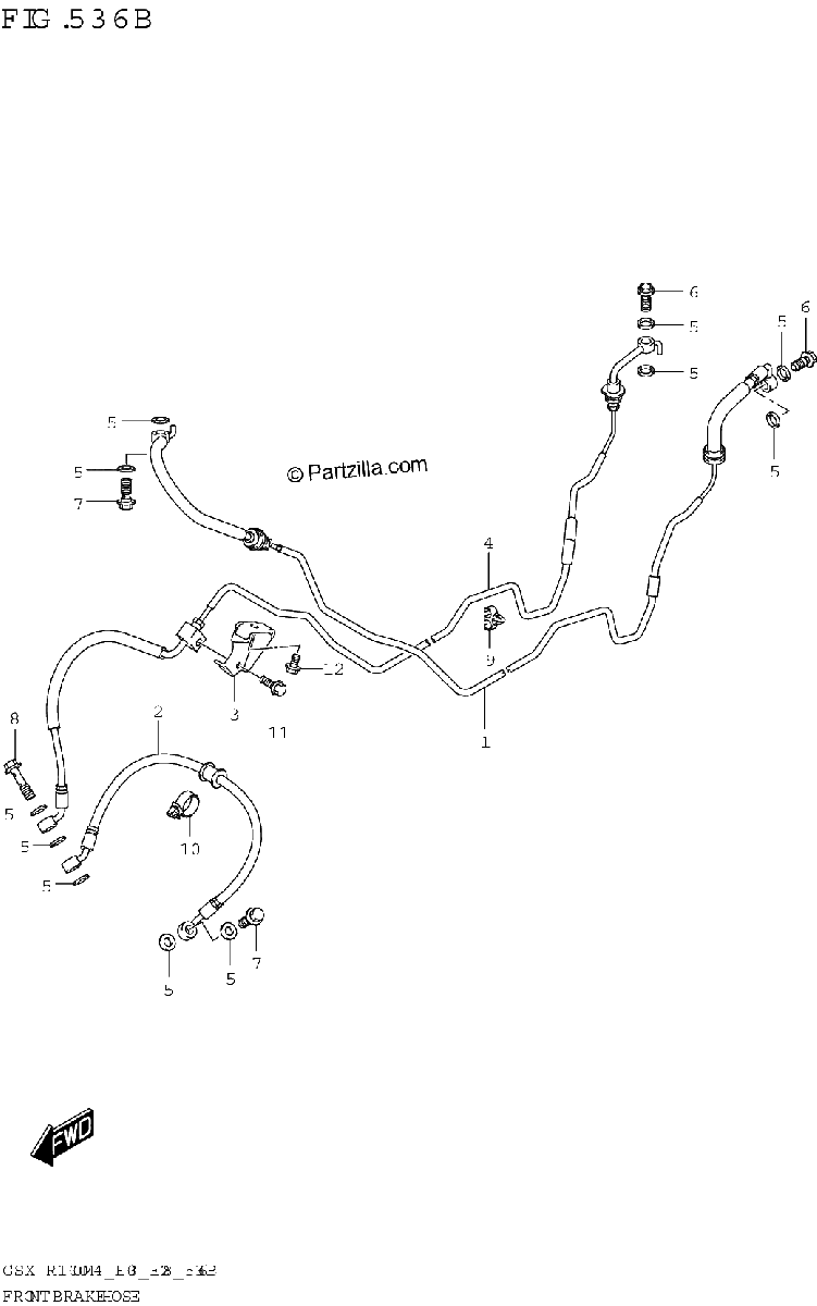 Diagrama de FRONT BRAKE HOSE GSX R1000RA GSX R1000RZA