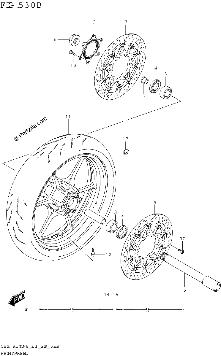 Diagrama de FRONT WHEEL GSX R1000RA