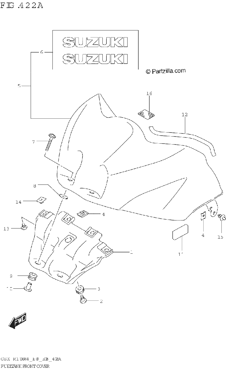 Diagrama de FUEL TANK FRONT COVER GSX R1000A GSX R1000RA E03 E28