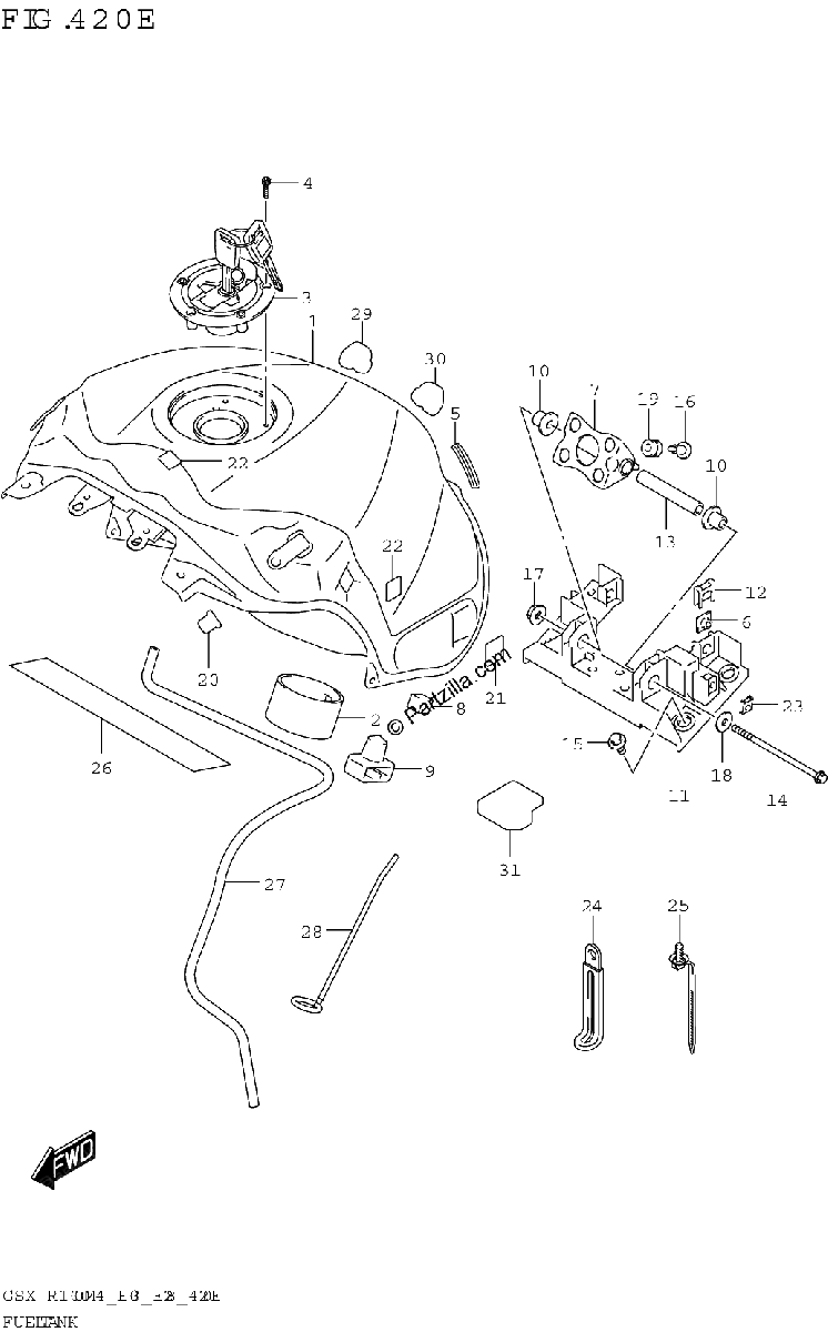 Diagrama de FUEL TANK GSX R1000RA E33