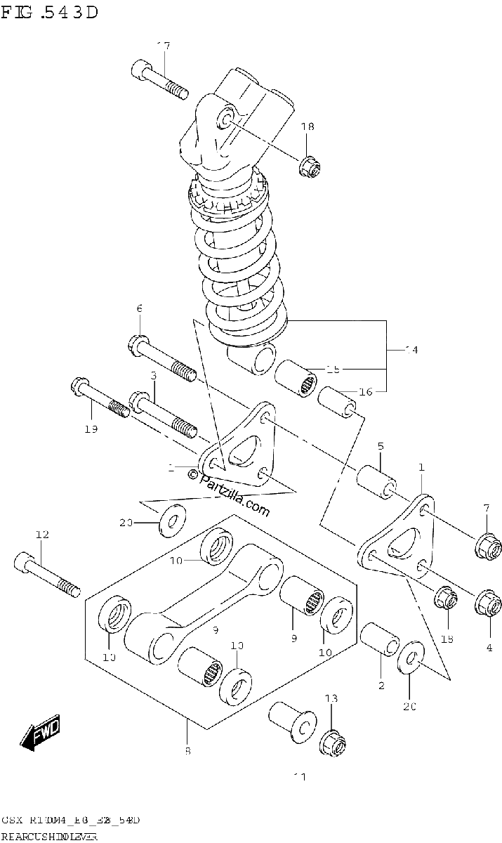 Diagrama de REAR CUSHION LEVER GSX R1000RA