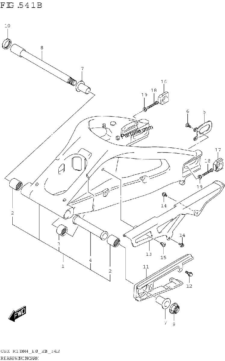 Diagrama de REAR SWINGINGARM GSX R1000A