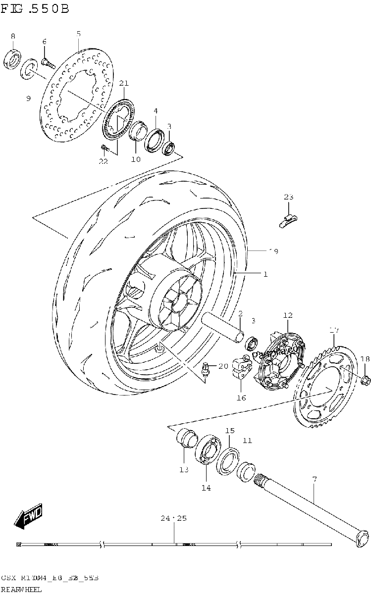 Diagrama de REAR WHEEL GSX R1000RA