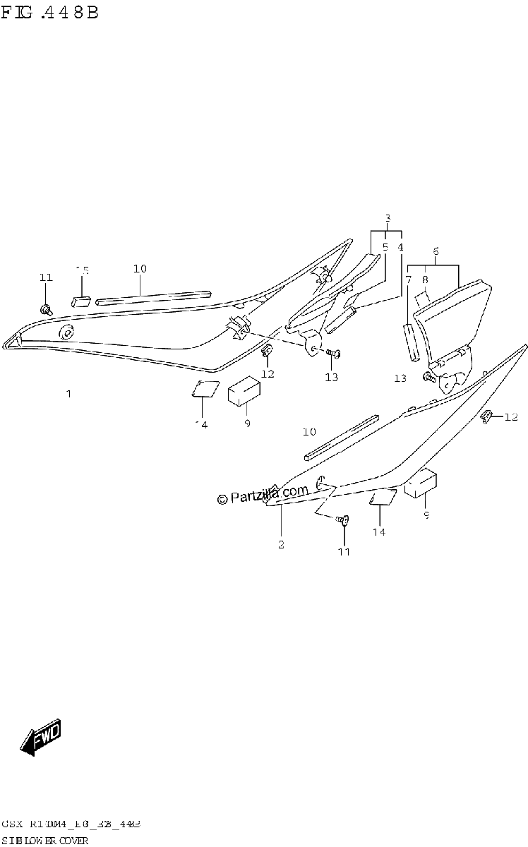 Diagrama de SIDE LOWER COVER GSX R1000RA