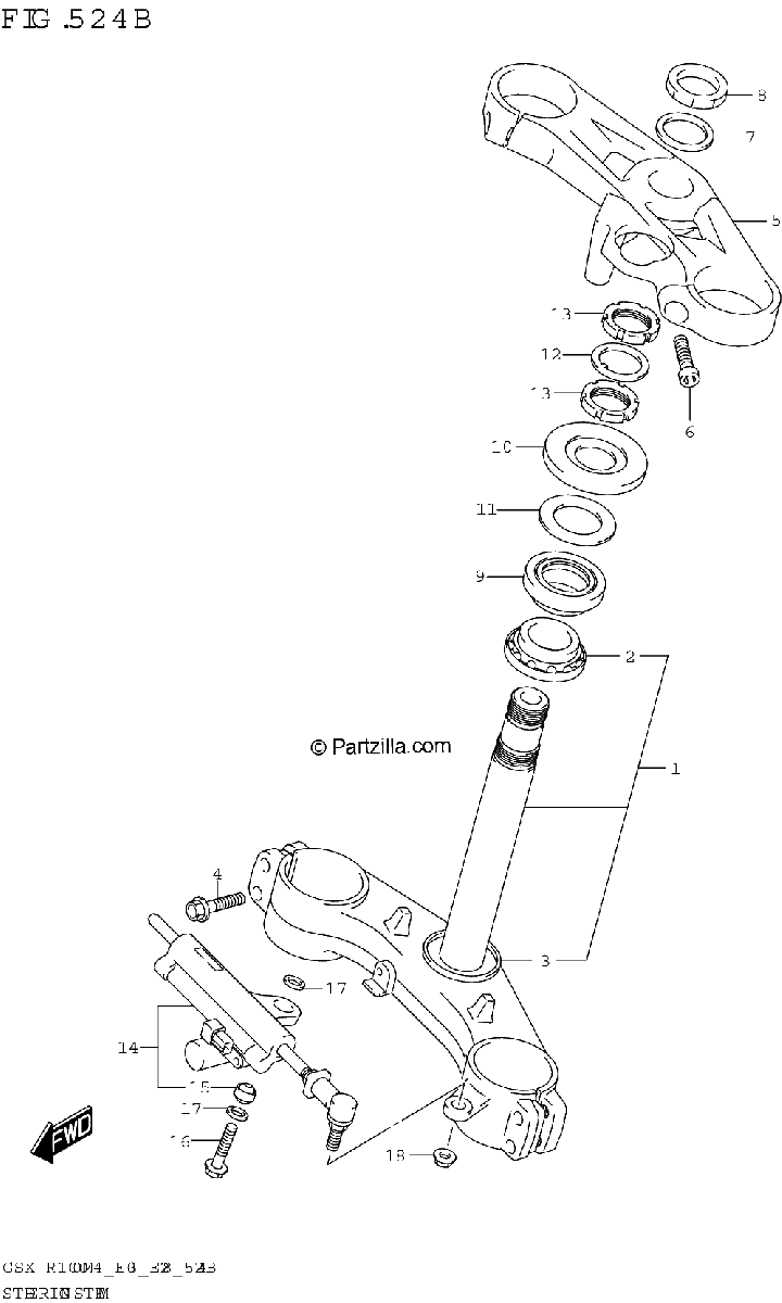 Diagrama de STEERING STEM GSX R1000RA