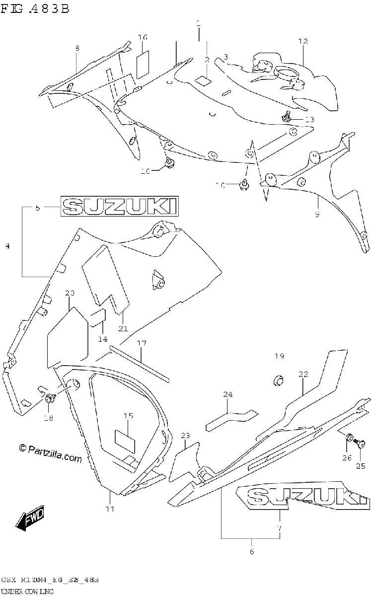 Diagrama de UNDER COWLING GSX R1000RA