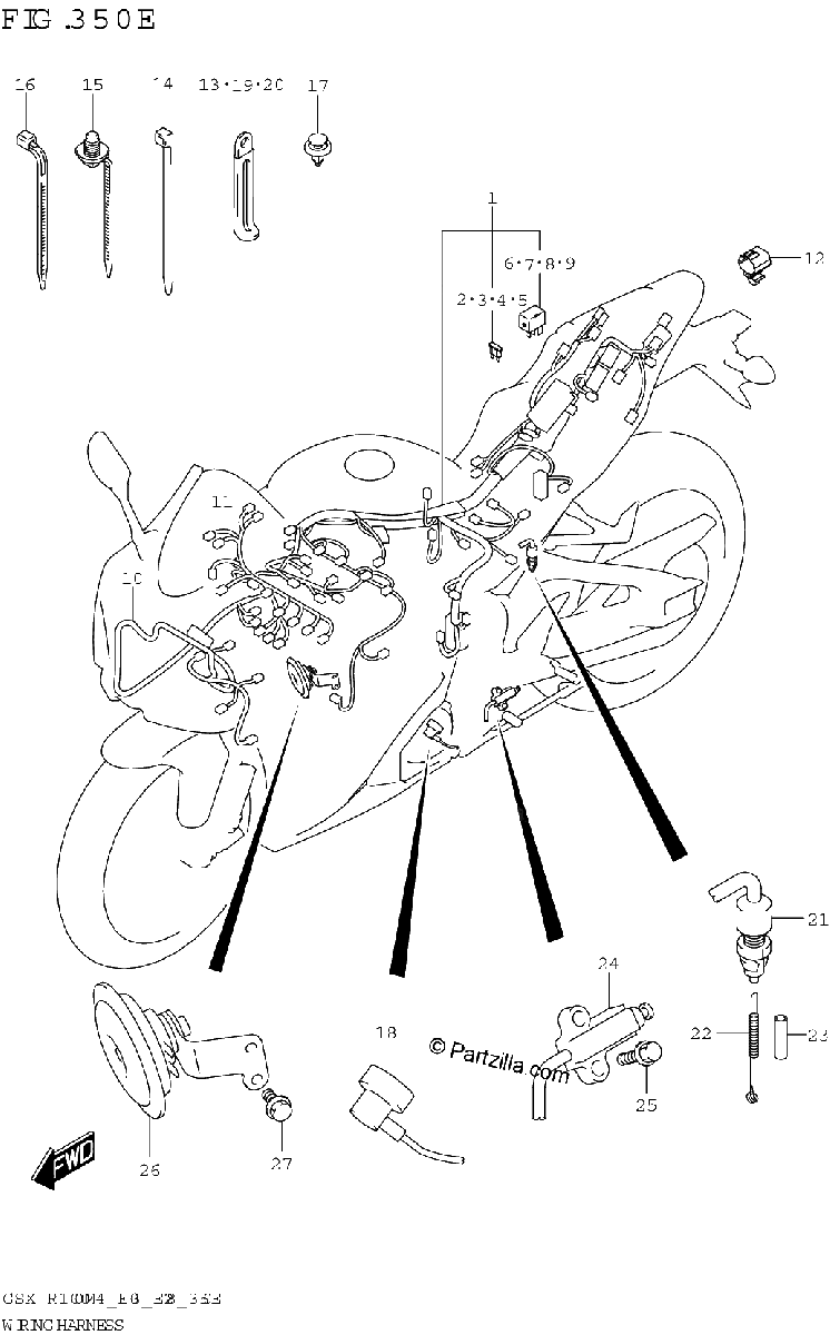 Diagrama de WIRING HARNESS GSX R1000RA GSX R1000RZA E03 E28