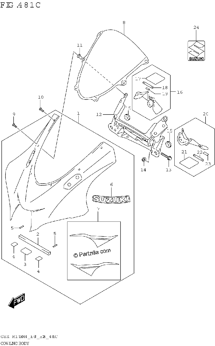 Diagrama de COWLING BODY GSX R1000RZA