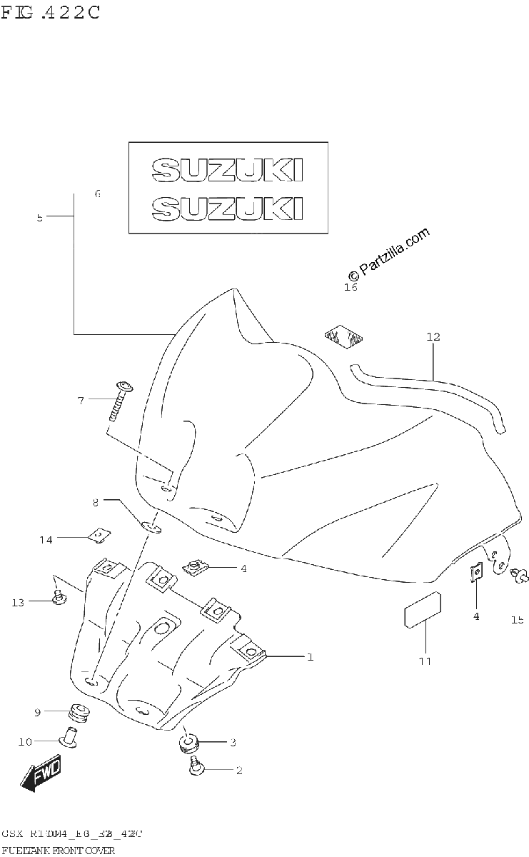Diagrama de FUEL TANK FRONT COVER GSX R1000A GSX R1000RA E33