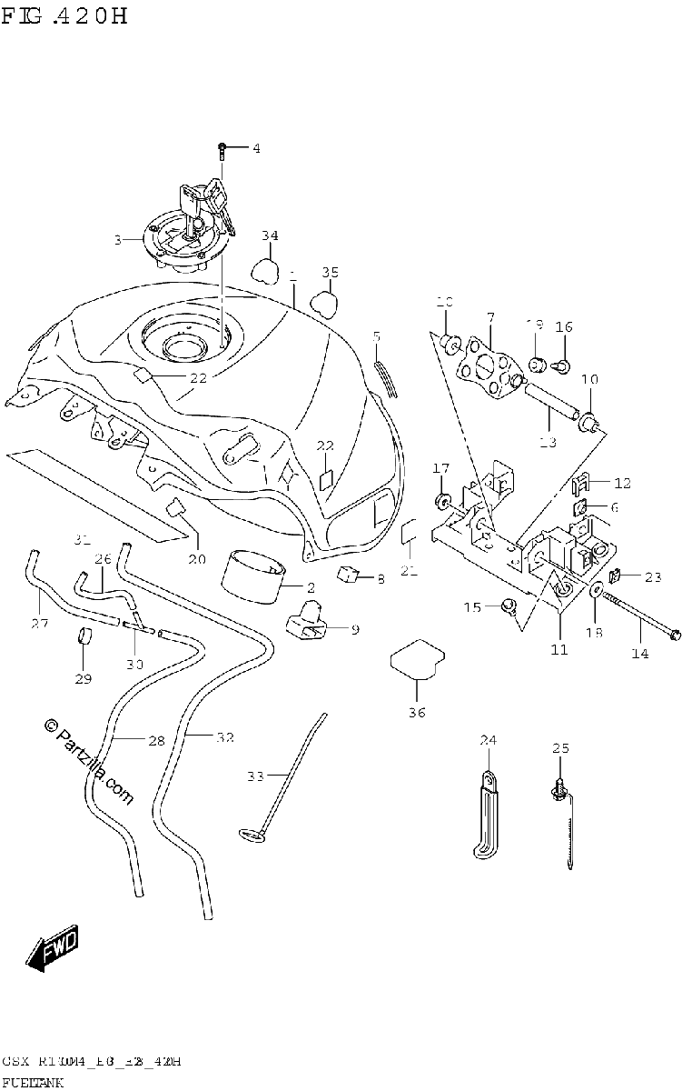 Diagrama de FUEL TANK GSX R1000RZA E03 E28