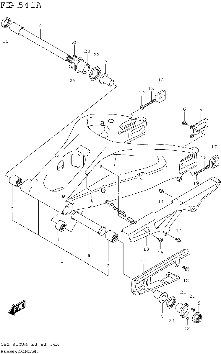 Diagrama de REAR SWINGINGARM GSX R1000RA GSX R1000RZA