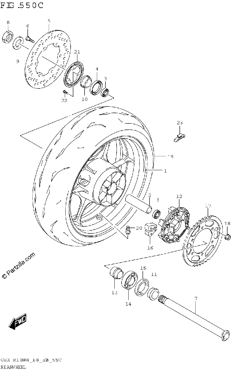 Diagrama de REAR WHEEL GSX R1000RZA